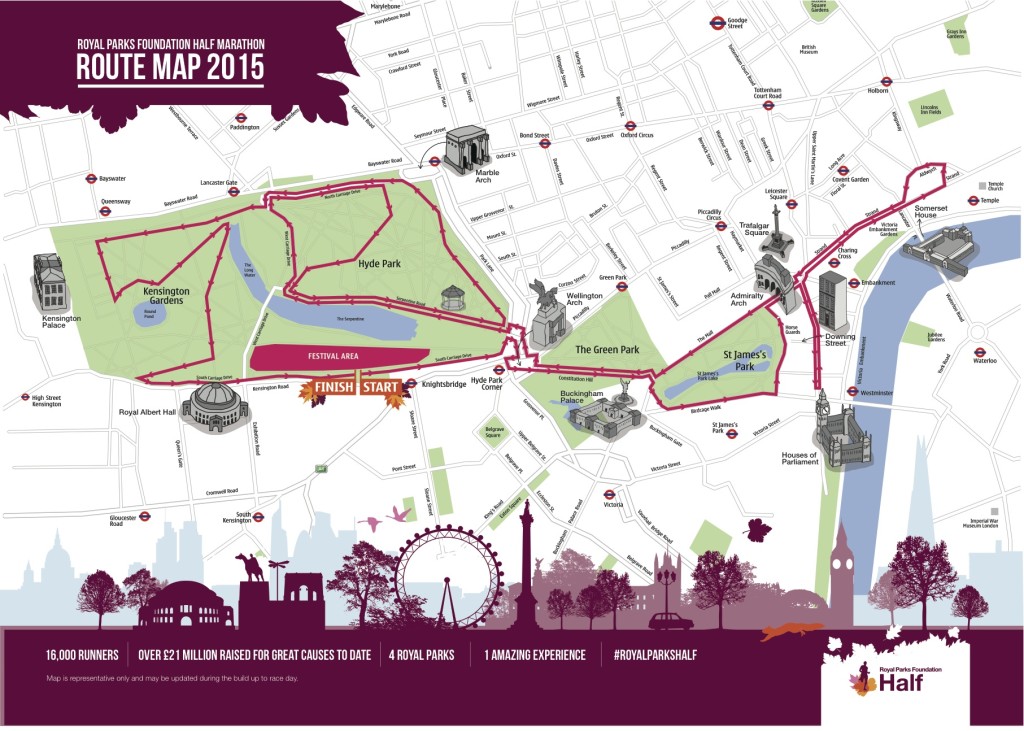 Royal Parks Foundation Half Marathon - Route 2015
