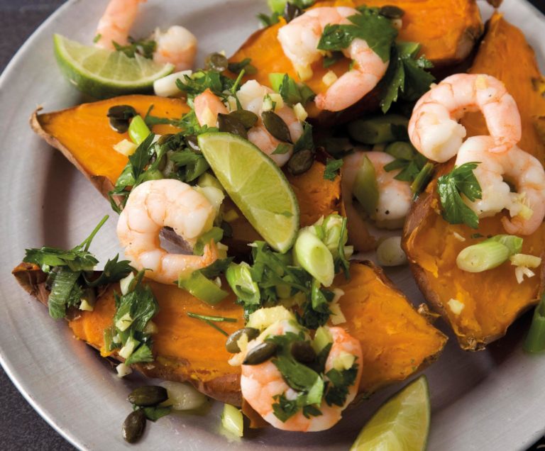 Sweet potato jackets with spicy prawns Men's Running UK