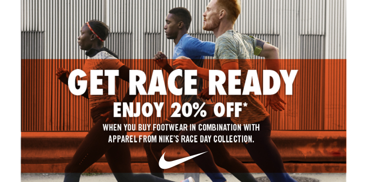 Get race ready with 20% off Nike kit